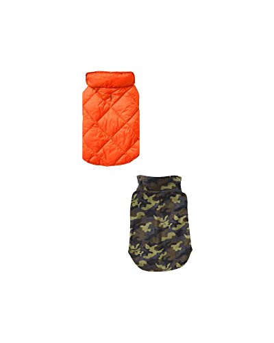 Photo 1 of   Degrees 2 Pack Winter Dog Coat | Quilted and Fleece Vest for Cold Weather | Puppy to Extra Large Breed Sizes, Camo/Carrot, Small
