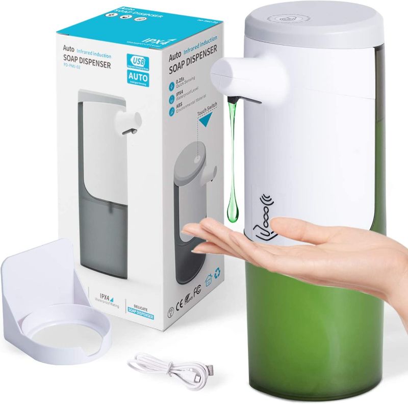 Photo 1 of Automatic Soap Dispenser, Touchless Hand Sanitizer Dispenser Rechargeable, Hands Free Soap Dispenser for Kitchen Bathroom, Large Capacity Auto Soap Dispenser Wall Mounted Countertop 15oz/450ml
