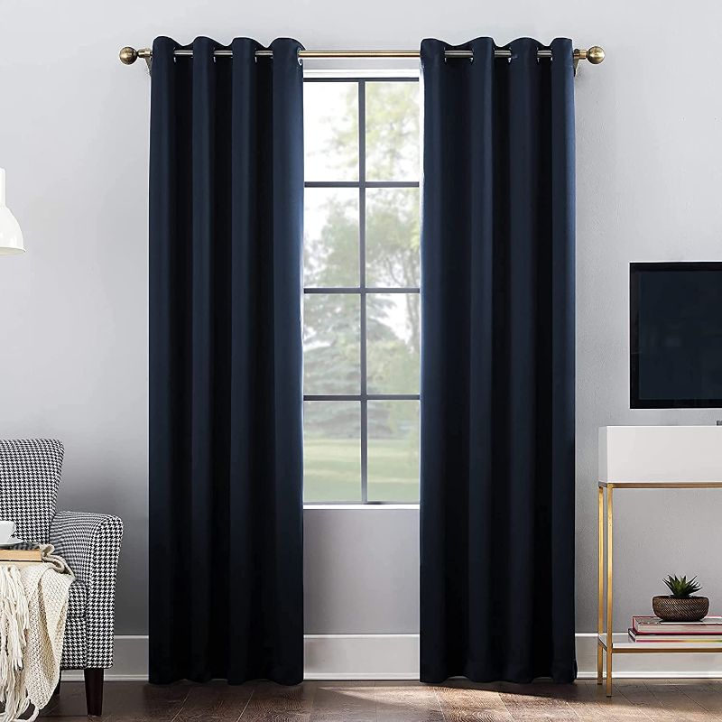 Photo 1 of Blackout Window Curtains, rancloth Solid Thermal Insulated?Light Blocking Room Darkening Window Panels for Living Room,Noise Reducing Drapes?2 Panels Set,Navy,W52L84-Inch
