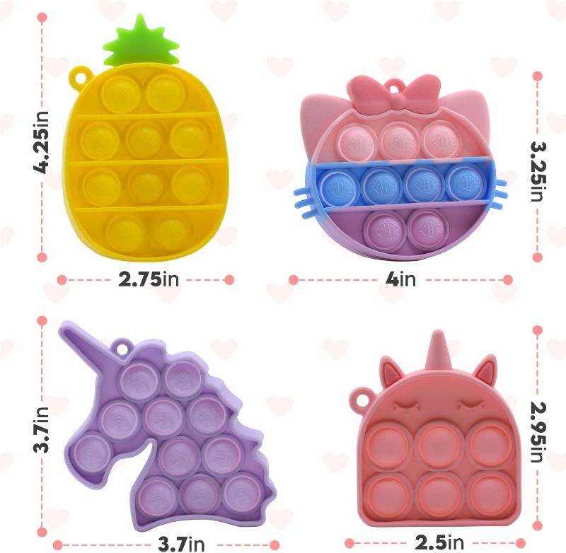 Photo 1 of Lakke 4 PCS - Mini Pop It Fidget Sensory Toy for Anti-Anxiety Stress Relief Key Chain for Adults and Kids. Office, School, On The Go. Mini Pop Bubble Toy for Autistic ADHD Kids
