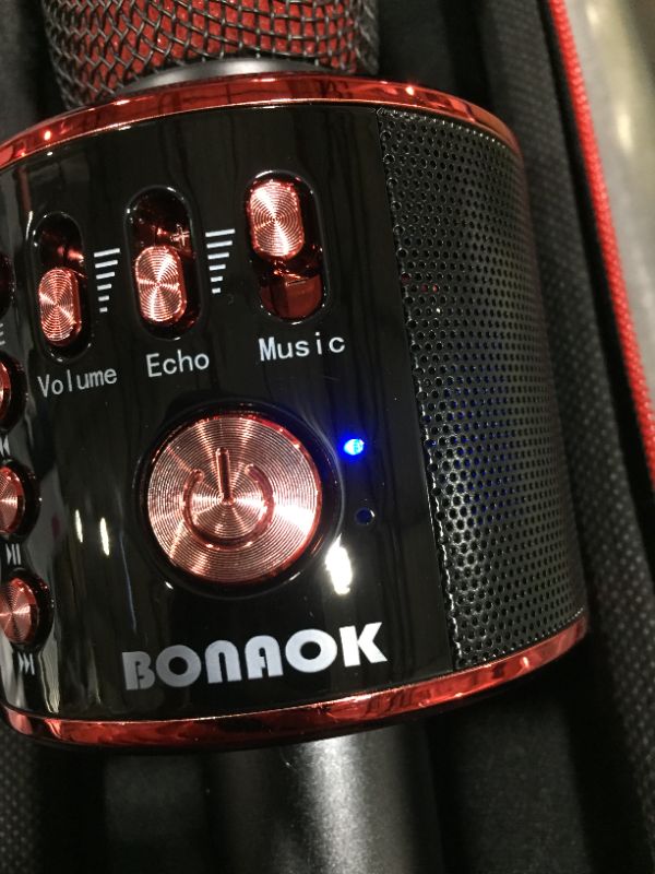 Photo 2 of BONAOK Wireless Bluetooth Karaoke Microphone,3-in-1 Portable Handheld Karaoke Mic Speaker Machine Home Party Birthday for All Smartphones Q37 (Black)
