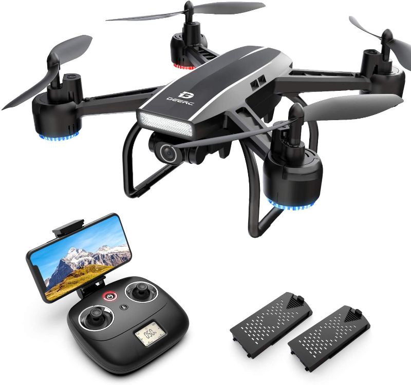 Photo 1 of DEERC D50 Drone for Adults with 2K UHD Camera FPV Live Video 120° FOV 4MP, Waypoints, Altitude Hold, Headless Mode, Gesture Selfie, 4 Speed Mode, Gravity Sensor, RC Quadcopter, batteries not included
