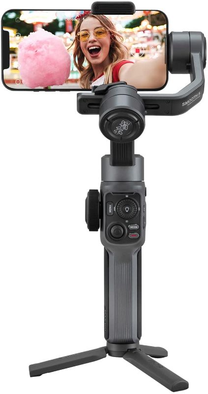 Photo 1 of Zhiyun Smooth 5 Gimbal Stabilizer, 3-Axis Handheld Smartphone Stabilizer with Tripod for iPhone Android Great for Vlogging YouTube Vlog TikTok Instagram Live Video
