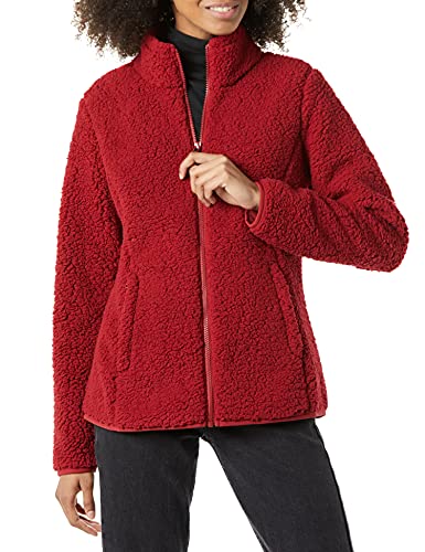 Photo 1 of Amazon Essentials Women's Polar Fleece Lined Sherpa Full-Zip Jacket, Dark Red, Medium
