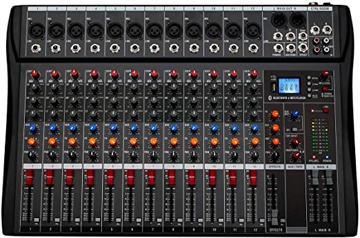 Photo 1 of Depensheng DX12 DJ Sound Controller Interface w/ USB Drive for Computer Recording 12-Channel Studio Audio Mixer - XLR Microphone Jack, 48V Power, RCA Input/Output for Professional and Beginners
