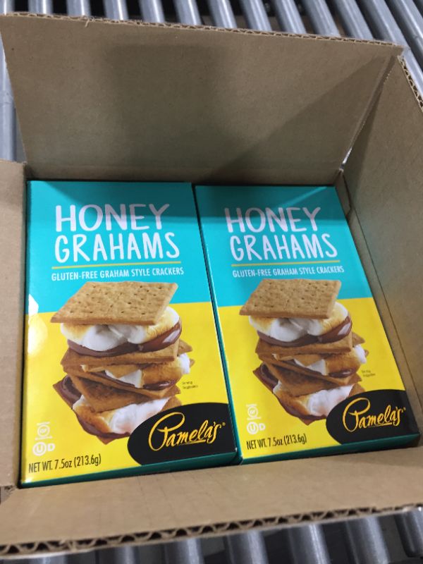 Photo 1 of 2 BOXES - Pamela's Products Gluten Free Graham Crackers, Honey (Pack of 6) = 12 IN TOTAL 
EXPIRED
