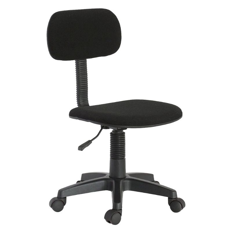 Photo 1 of Hodedah Armless Adjustable Height Swivelling Kids Task Chair in Black Fabric
