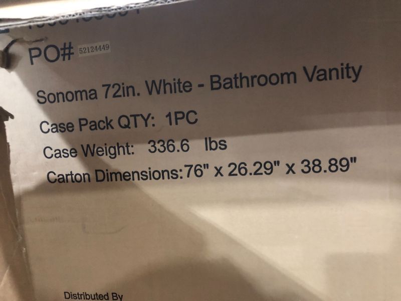 Photo 7 of Home Decorators Collection Sonoma 72 in. W x 22 in. D x 34 in H Bath Vanity in White with White Carrara Marble Top
