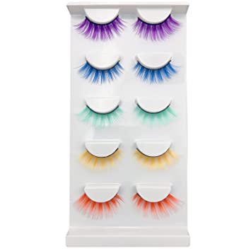 Photo 1 of Colored Eyelashes Colorful Lashes Halloween Mink Lashes Pink Lashes Red Lashes Green Lashes Purple Lashes Orange Lashes Cosplay Long Dramatic False Eyelashes 20MM 