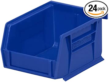 Photo 1 of Akro-Mils 30210 AkroBins Plastic Storage Bin Hanging Stacking Containers, (5-Inch x 4-Inch x 3-Inch), Blue, 24-Pack
