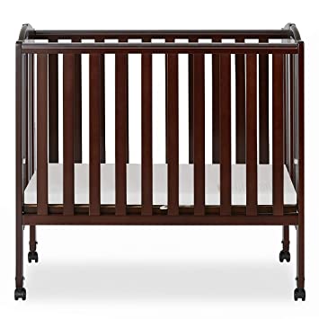 Photo 1 of Dream On Me 2 in 1 Portable Folding Stationary Side Crib in Espresso, Greenguard Gold Certified 40x26x38 Inch (Pack of 1)
