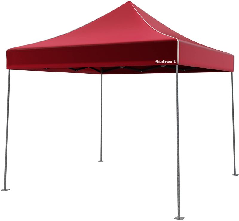 Photo 1 of Canopy Tent Outdoor Party Shade, Instant Set Up and Easy Storage / Portable Carry Bag, Water Resistant Spacious Summer Cover 10x10 By Stalwart (Red)