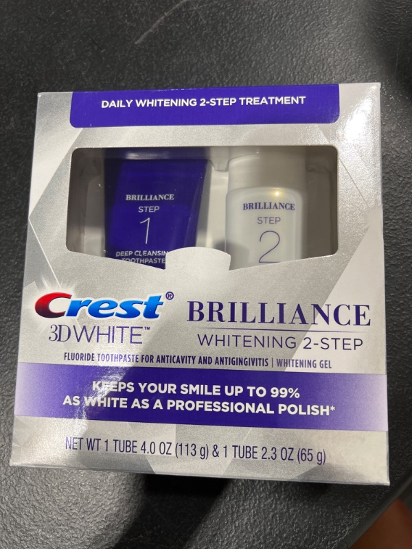 Photo 2 of Crest 3D White Brilliance 2 Step Kit, Deep Clean Toothpaste (4oz) + Teeth Whitening Gel (2.3oz)
