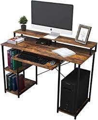 Photo 1 of TOPSKY Computer Desk with Storage Shelves/23.2” Keyboard Tray/Monitor Stand Study Table for Home Office(46.5x19 inch, Rustic Brown)
