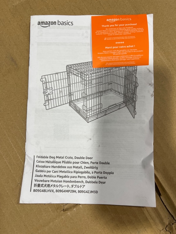 Photo 4 of Amazon Basics Foldable Metal Wire Dog Crate with Tray, 42"