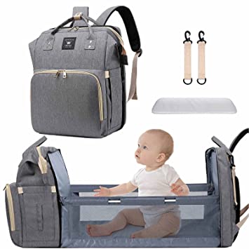 Photo 1 of Diaper Bag Backpack with Baby Changing Station , 3 in 1 Multifunction Mommy Bag , Large Capacity / Multi-pocket / Waterproof / Gray
