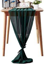Photo 1 of Aviviho Dark Green Chiffon Table Runner 10Ft for Wedding Baby Shower Party Decor Smooth Sheer Arch Table Decorations
