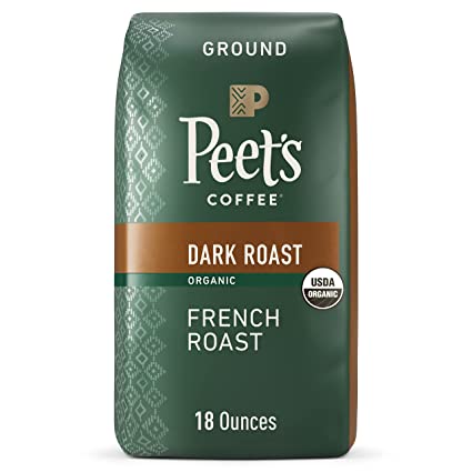 Photo 1 of Bundle of 2 Peet's Coffee, Dark Roast Ground Coffee - Organic French Roast 18 Ounce Bag, USDA Organic, Packaging May Vary **BEST BY:08/03/2022**