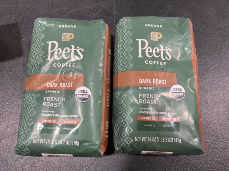 Photo 2 of Bundle of 2 Peet's Coffee, Dark Roast Ground Coffee - Organic French Roast 18 Ounce Bag, USDA Organic, Packaging May Vary **BEST BY:08/03/2022**