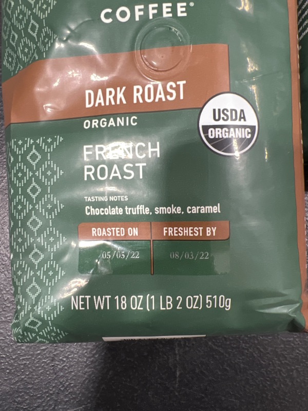 Photo 3 of Bundle of 2 Peet's Coffee, Dark Roast Ground Coffee - Organic French Roast 18 Ounce Bag, USDA Organic, Packaging May Vary **BEST BY:08/03/2022**