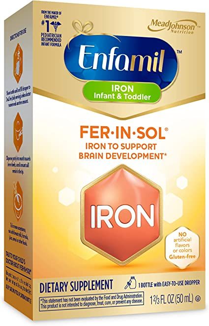 Photo 1 of Enfamil Fer-In-Sol Iron Supplement Drops for Infants & Toddlers, Supports Brain Development, 50 mL Dropper Bottle Pack of 2, EXP:02/01/2023