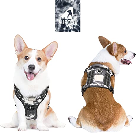 Photo 1 of Auroth Tactical Dog Harness for Small Medium Large Dogs No Pull Adjustable Pet Harness Reflective K9 Working Training Easy Control Pet Vest Military Service Dog Harnesses, Size: M(Neck:16-22",Chest:22-33")