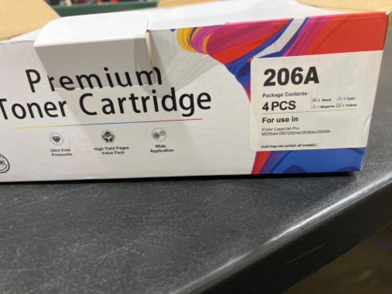 Photo 2 of 206A Toner (No Chip) - KEENKLE Compatible 206A Toner Cartridge Replacement for HP 206A 206X W2110A Compatible with Color Laserjet Pro MFP M255dw MFP M283fdw MFP M283cdw M282nw Printer Toner, 4 Pack
