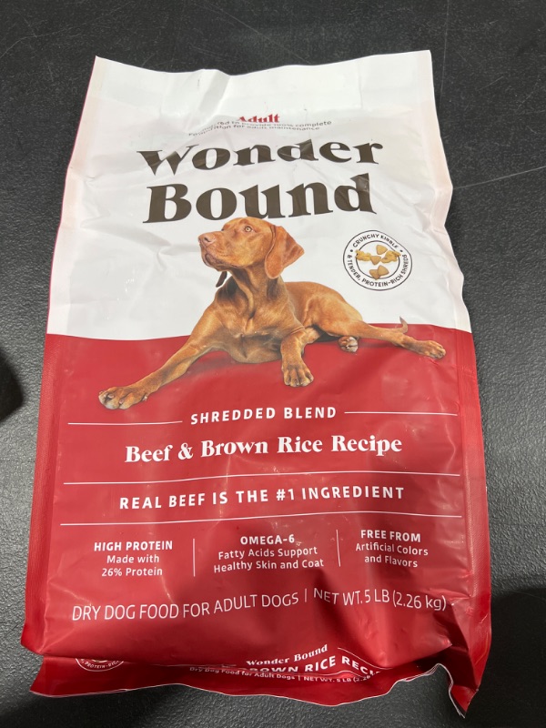 Photo 2 of Amazon Brand - Wonder Bound Large Breed Adult Dry Dog Food,(Beef and Brown Rice) 5lb **BEST BY:08/07/2022**