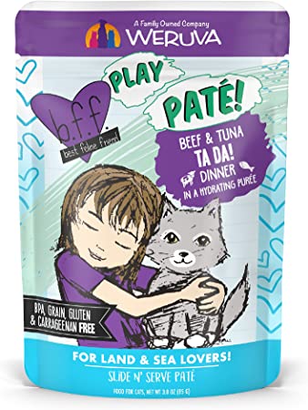 Photo 1 of B.F.F. Play - Best Feline Friend Pate Lovers Aw Yeah! Grain-Free Natural Wet Cat Food Pouches **BEST BY:10/12/2022**