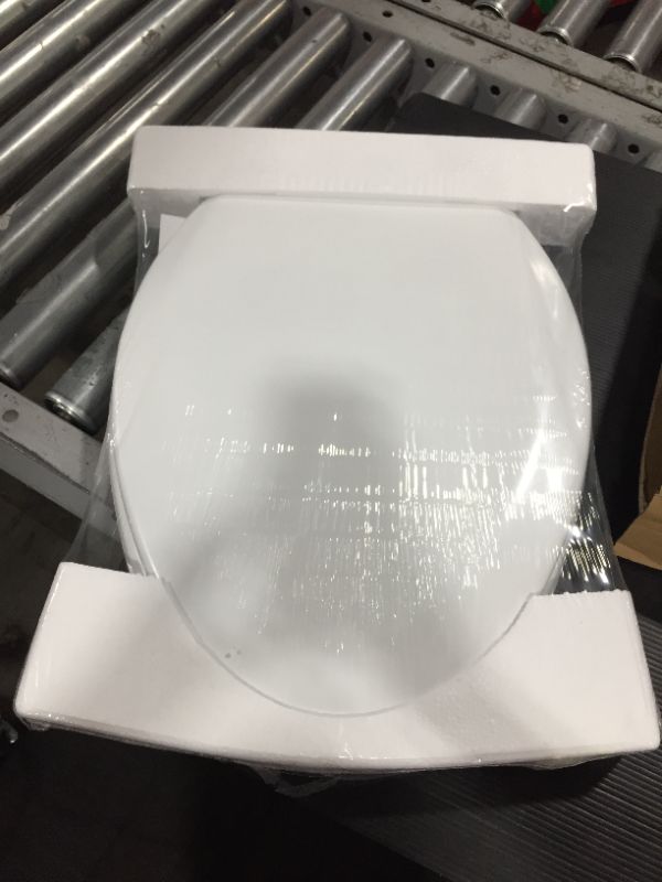 Photo 2 of  Enameled Wood Toilet Seat That Will Never Loosen, 1 Pack ELONGATED - Premium Hinge, White
