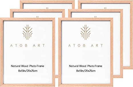 Photo 1 of 8x10 Solid Wood Picture Frames, 6 Pack OAK Photo Frame Set with Real Glass Cover, Natural Wood Color Frames, for Wall Mounting or Tabletop Display