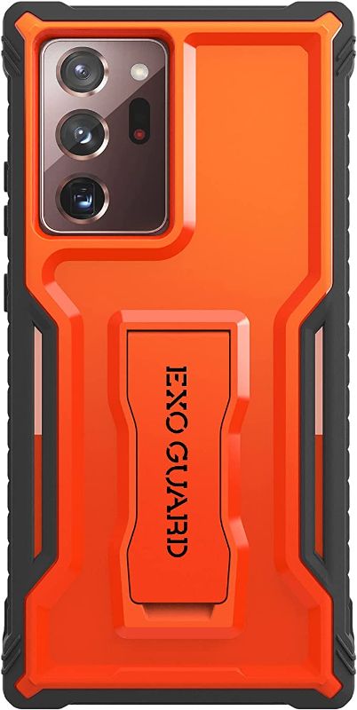 Photo 1 of ExoGuard Samsung Galaxy Note 20 Ultra 5G Case, Rubber Shockproof Cover Case for Samsung Note 20 Ultra 5G Phone 6.9 inch, Built-in Kickstand (Orange)