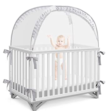 Photo 1 of L RUNNZER Baby Crib Tent, Pop up Nursery Net to Keep Baby from Climbing Out, Protect Your Baby from Falls and Bite