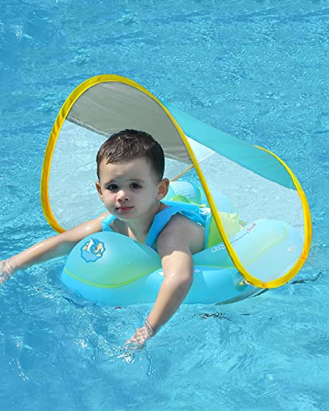 Photo 1 of Free Swimming Baby Infant Pool Float with Sun Canopy for Age of 3-72 Months (Blue, L)