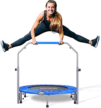 Photo 1 of BCAN 40/48" Foldable Mini Trampoline, Fitness Rebounder with Adjustable Foam Handle, Exercise Trampoline for Adults Indoor/Garden Workout Max Load 330lbs/440lbs