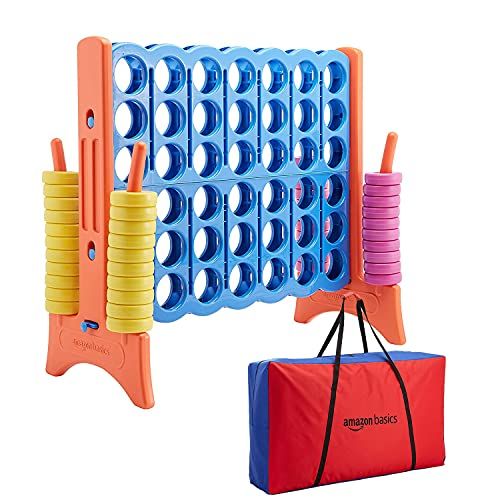 Photo 1 of Amazon Basics Giant BPA-free 4-in-a-Row Premium Plastic Game Set with Carry Bag, Blue&Yellow