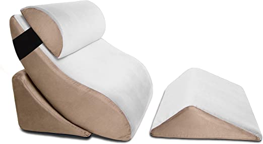 Photo 1 of Avana Kind Bed Orthopedic Support Wedge Pillow Comfort System – for Post-Surgery, Heartburn, Snoring, Acid Reflux & GERD, 4-Piece-Set, Cloud/Camel