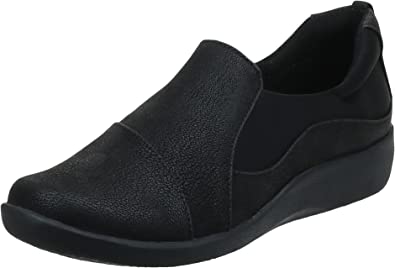 Photo 1 of Clarks Women's CloudSteppers Sillian Paz Slip-On Loafer in 8.5 black synthetic nubuck