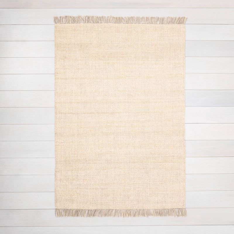 Photo 1 of 5' X 7' Bleached Jute Fringe Area Rug - Hearth & Hand™ with Magnolia