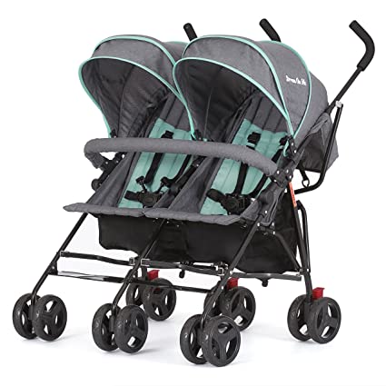 Photo 1 of Dream On Me Volgo Twin Umbrella Stroller in Mint and Dark Grey

