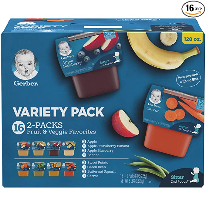 Photo 1 of Gerber Baby Food 2nd Foods Variety Pack, Fruit & Veggie Puree Favorites, 8 Ounce Tubs, 2-Pack (PACK OF 10) EXP: 6/30/2022 - 7/31/2022
