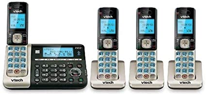 Photo 1 of VTech DS6752-4 4-Handset DECT 6.0 Cordless Phone with Bluetooth Connect to Cell, Digital Answering System and Caller ID, Expandable up to 5 Handsets, Wall-Mountable, Silver/Black
