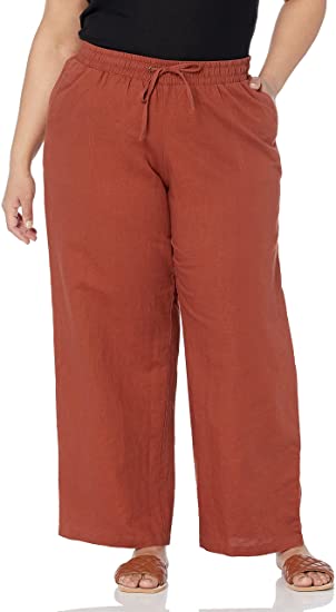 Photo 1 of Amazon Essentials Women's Plus Size Linen Blend Drawstring Wide Leg Pant
3X