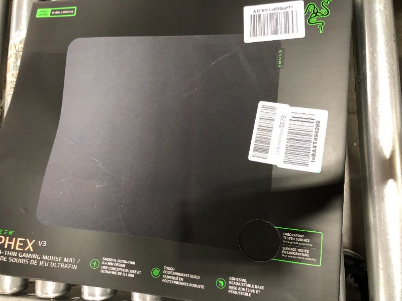 Photo 3 of Razer Sphex V3 Hard Gaming Mouse Mat: Ultra-Thin Form Factor - Tough Polycarbonate Build - Adhesive Base - Large
