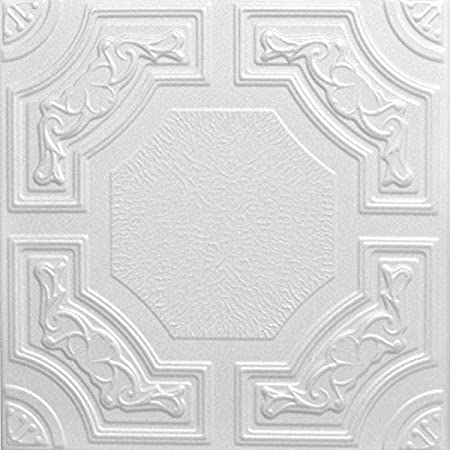 Photo 1 of A la Maison Ceilings 874 Evergreen - Styrofoam Ceiling Tile (Package Of 8 Tiles), Plain White
