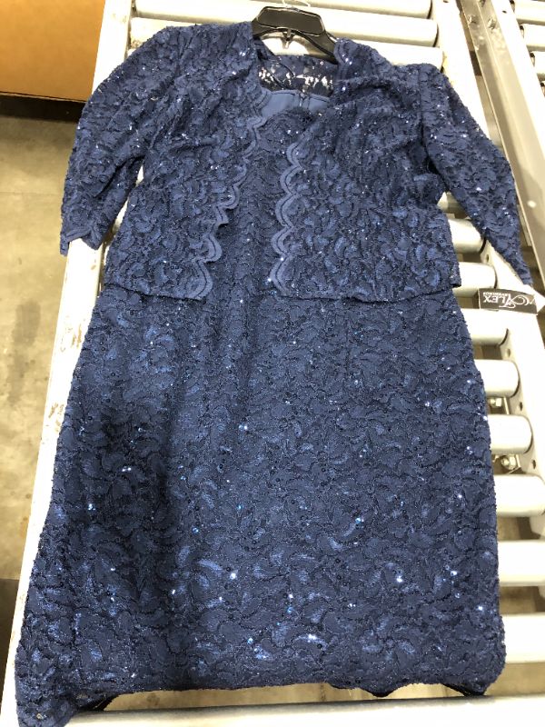 Photo 2 of Alex Evenings Lace Cocktail Dress with Jacket in Navy at Nordstrom, Size 16P
