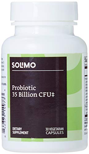 Photo 1 of Amazon Brand - Solimo Probiotic 35 Billion CFU, 8 Probiotic Strains with Prebiotic Blend, Supports Healthy Digestion, 30 Vegetarian Capsules, EXP 07 05 2022