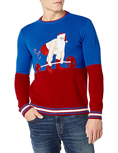 Photo 1 of Blizzard Bay Men's Deadlift Santa Sweater, Blue, Large