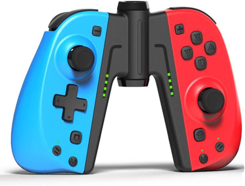 Photo 1 of KINVOCA C25 Joy Pad Controller for Nintendo Switch, Replacement for Switch Joycon, Wired/Wireless Switch Controller, Programmable Macros, Turbo, Motion Control & Dual Vibration, Red and Blue with Grip
