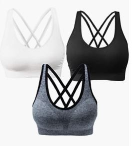 Photo 1 of AKAMC 3 Pack Women's Medium Support Cross Back Wirefree Removable Cups Yoga Sport Bra L